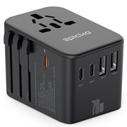 EPICKA Universal Travel Adapter, GaN International Plug Adapter with 3 USB-C 70W PD Fast Charging \u0026 2 USB-A, Wall Charger for USA EU UK AUS (TA-105 Pro, Black)